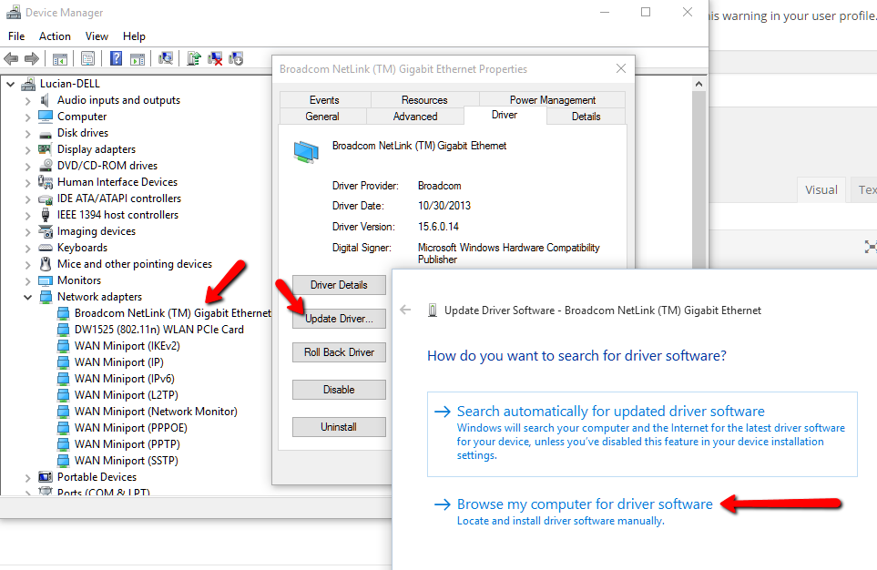 broadcom wireless adapter driver update.cpp 1203 error